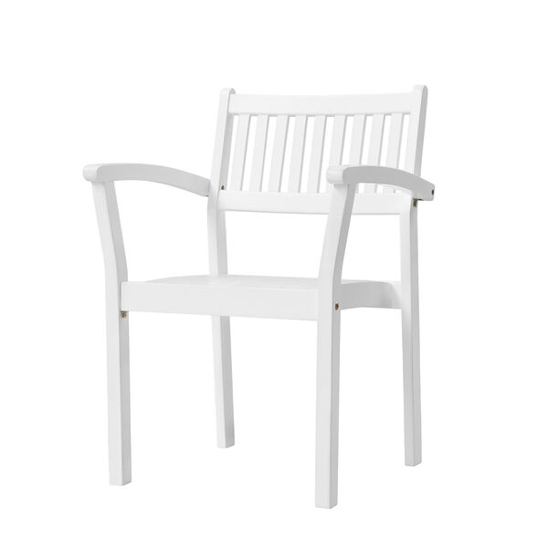 Bradley White Painted Outdoor Patio Dining Set with Stacking Chairs, 5-Piece, image 4