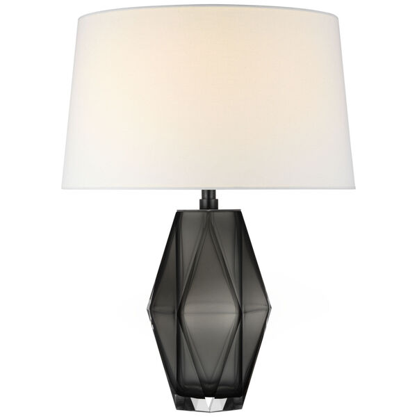 Palacios Medium Table Lamp in Smoked Glass with Linen Shade by Chapman  and  Myers, image 1
