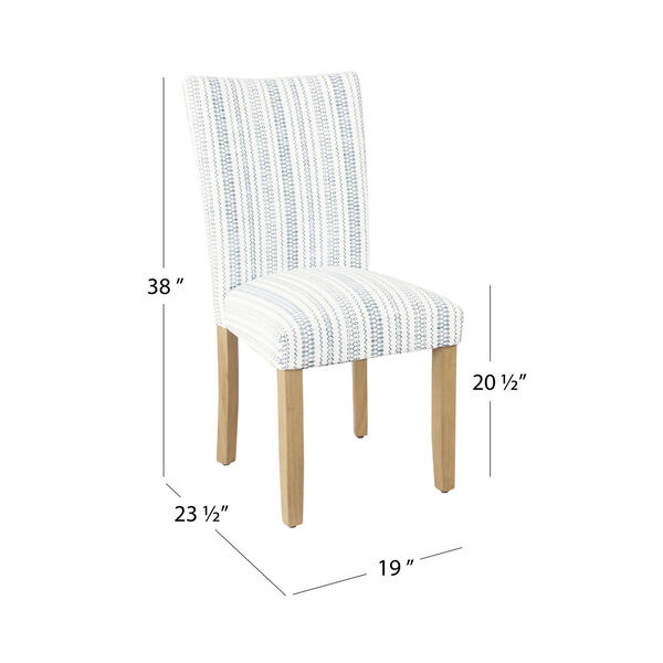 Classic Parsons Blue and Natural Striped Dining Chair, Set of 2, image 2