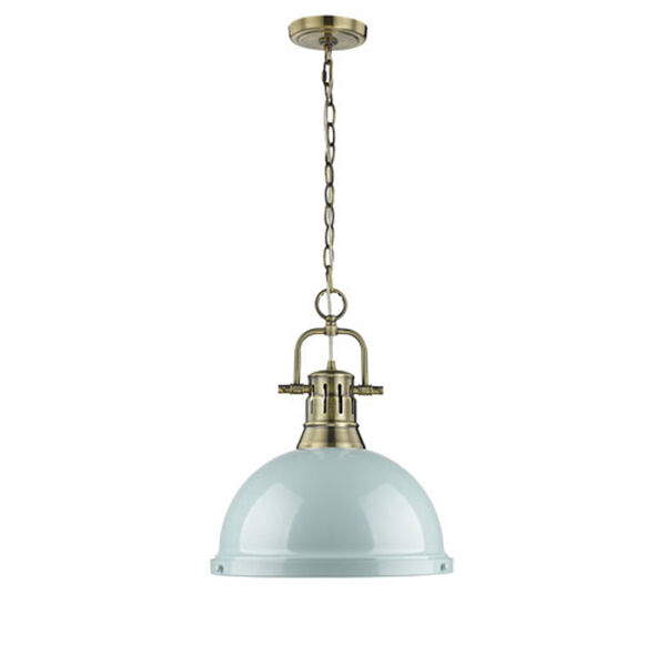 Quinn Aged Brass One-Light Pendant with Seafoam Shade, image 6