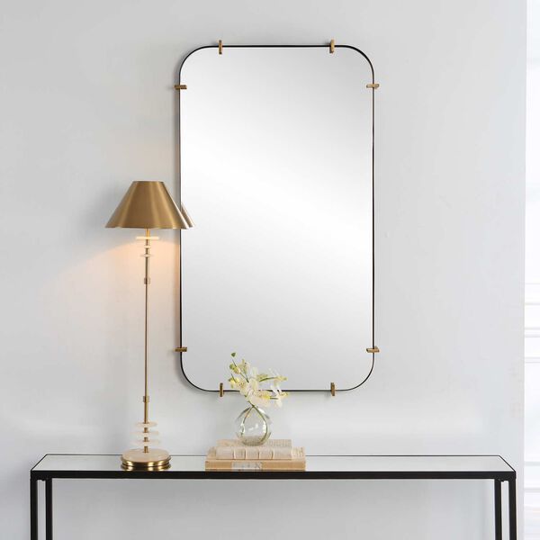 Pali Black and Gold Industrial Iron Wall Mirror, image 3