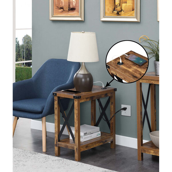 Durango Barnwood Black Accent Chairside Table with Charging Station, image 1