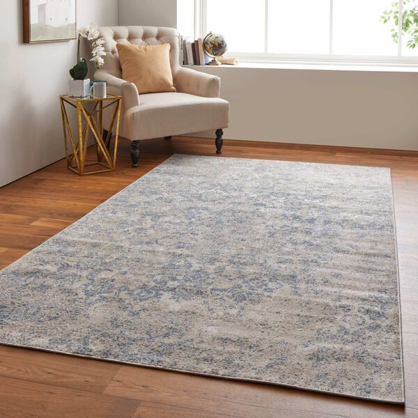 Camellia Casual Abstract Blue Ivory Rectangular 4 Ft. 3 In. x 6 Ft. 3 In. Area Rug, image 4