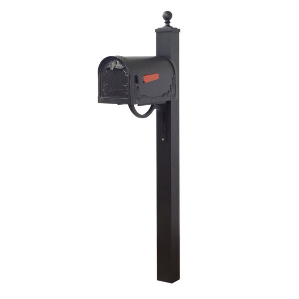 Floral Curbside Mailbox with Locking Insert and Springfield Mailbox Post in Black, image 2
