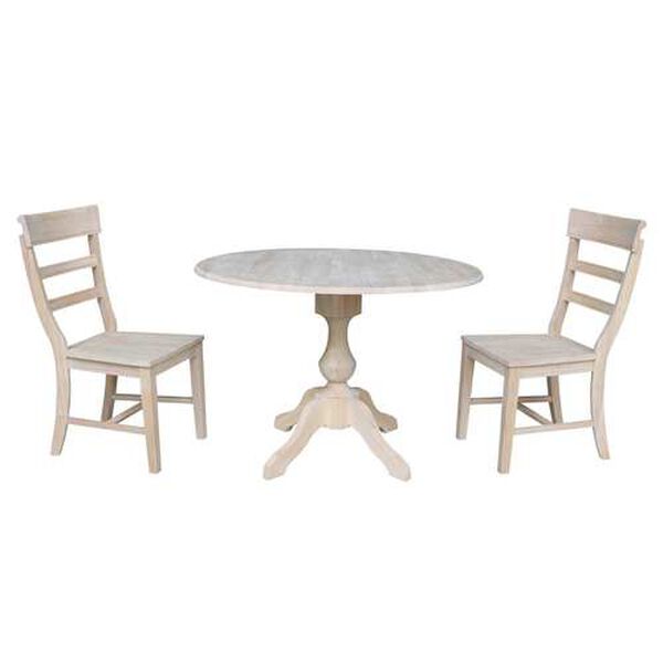Gray and Beige 42-Inch Round Top Pedestal Table with Hammerty Chairs, 3-Piece, image 1