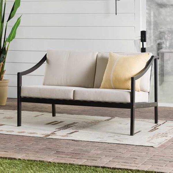Cologne Black Outdoor Curved Arm Loveseat, image 1