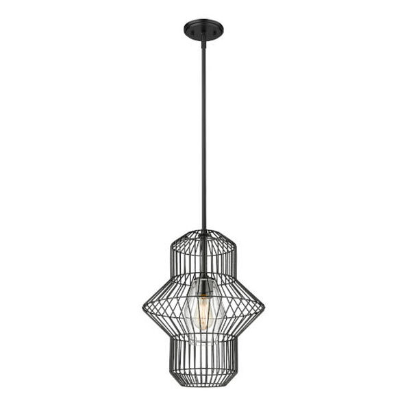 Orsay Matte Black 15-Inch One-Light Outdoor Pendant, image 1
