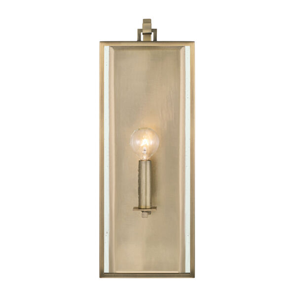 Rylann Aged Brass One-Light Sconce with Antiqued Rain Glass, image 4