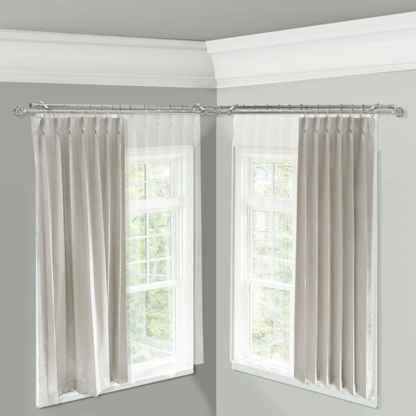 Leanette Satin Nickel 120-Inch Corner Window Double Curtain Rod, image 2
