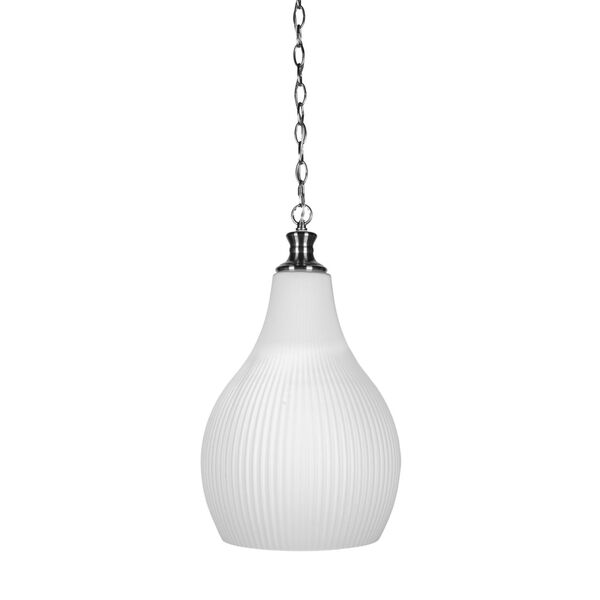 Carina Brushed Nickel 12-Inch One-Light Pendant with Opal Frosted Glass Shade, image 1