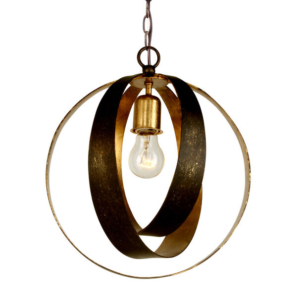 Luna English Bronze and Antique Gold One Light Sphere Chandelier, image 1