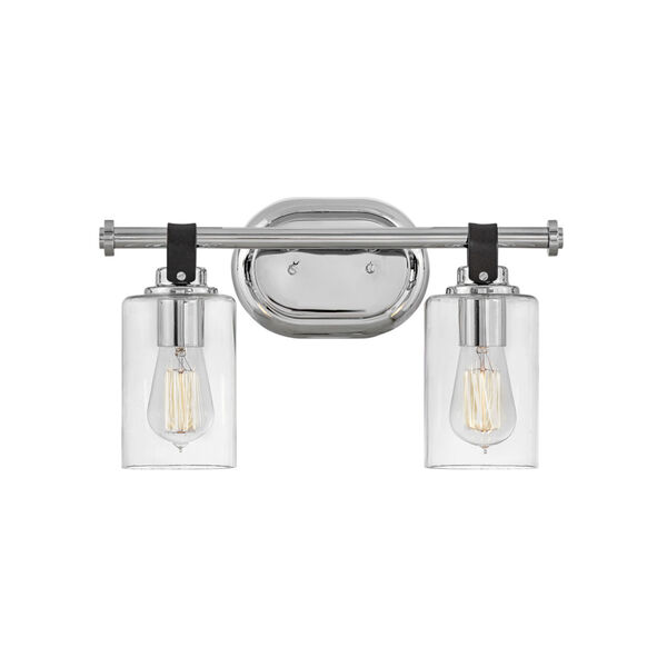 Halstead Chrome Two-Light Bath Vanity With Clear Glass, image 1