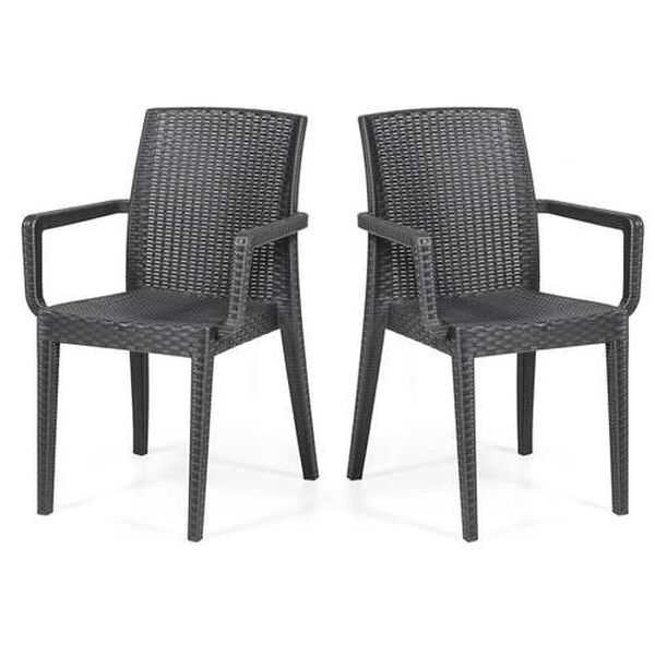 Siena Anthracite Outdoor Stackable Armchair, Set of Four, image 1