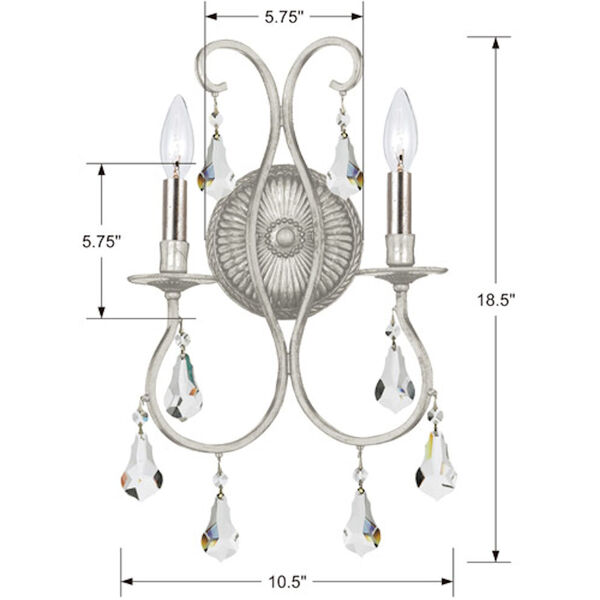 Ashton Olde Silver Two-Light Wall Sconce, image 4