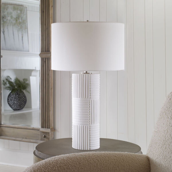 Patchwork Satin White One-Light Table Lamp, image 4