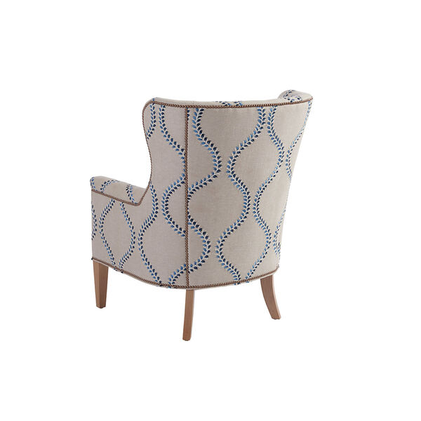 Upholstery Blue and Ivory Avery Wing Chair, image 2