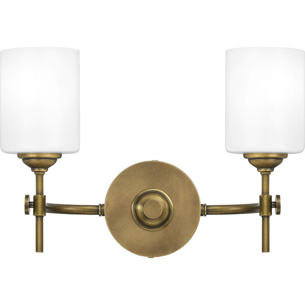 Aria Weathered Brass Two-Light Bath Vanity with Opal Glass, image 1