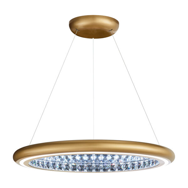 Infinite Aura Glimmer Gold 30-Inch LED Pendant with Swarovski Crystal, image 1