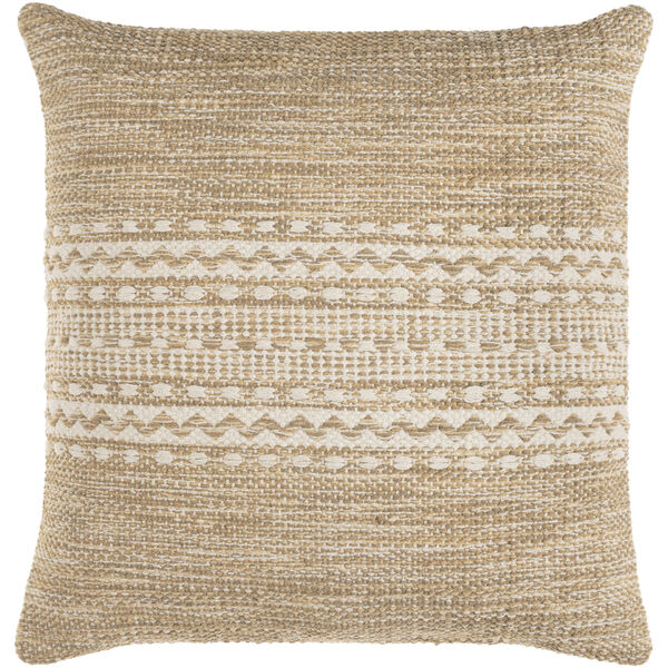 Ethan Cream, Khaki and Wheat 18-Inch Pillow, image 1