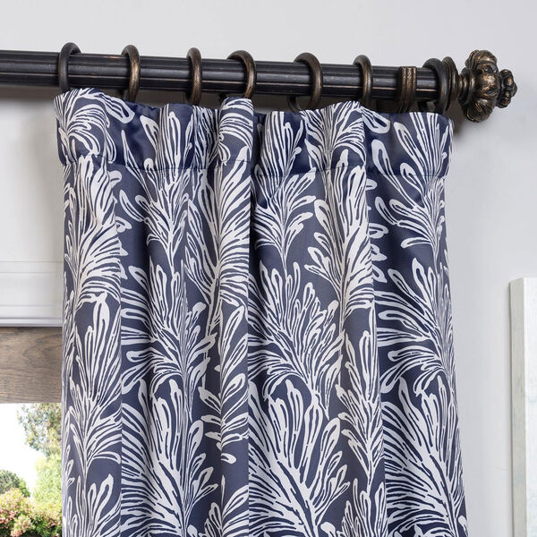 Navy Flora 50 x 84-Inch Blackout Curtain, image 2