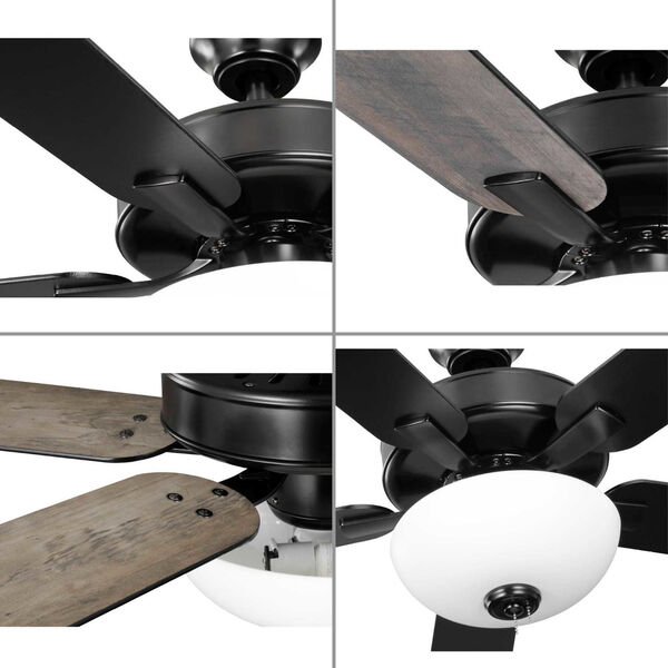 AirPro Builder Matte Black Two-Light LED 52-Inch  Ceiling Fan with Frosted Glass Light Kit, image 4
