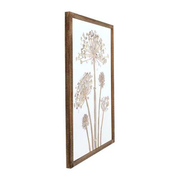 Cream 20 x 30-Inch Engraved Wood Flower Wall Decor, Set of 2, image 4