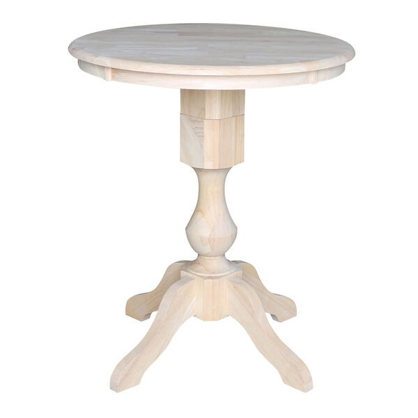 Unfinished 30-Inch Curved Pedestal Counter Height Table, image 1