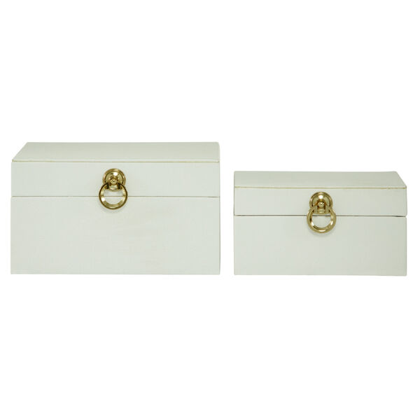 White Faux Leather Box, Set of 2, image 2