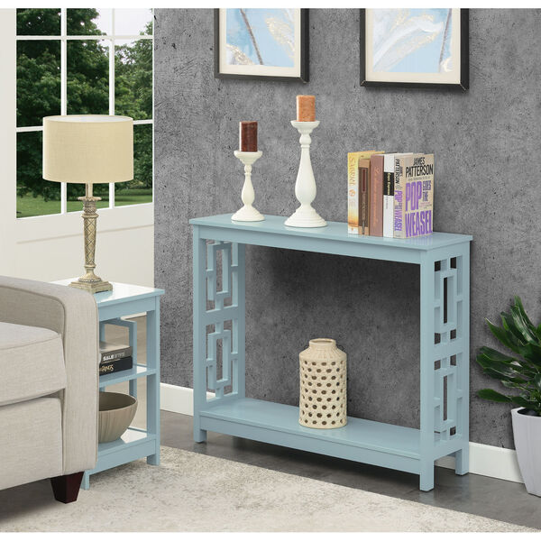 Town Square Sea Foam Console Table with Shelf, image 1