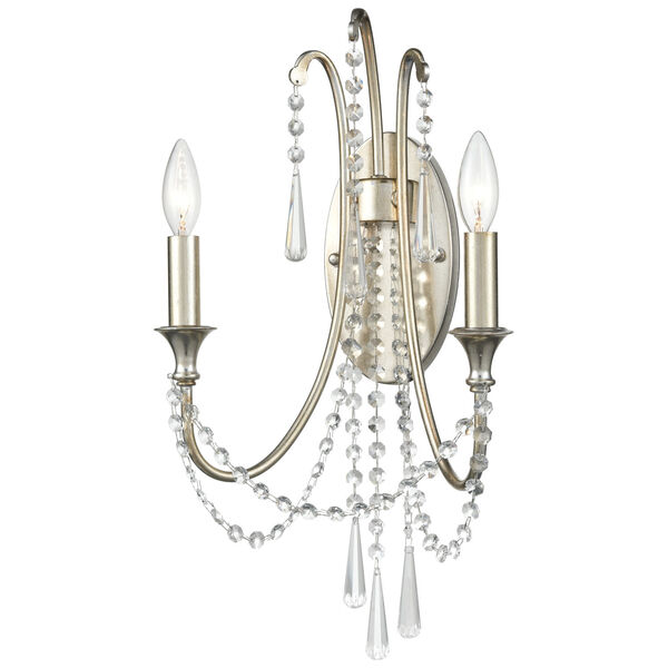 Arcadia Antique Silver Two-Light Wall Sconce, image 2