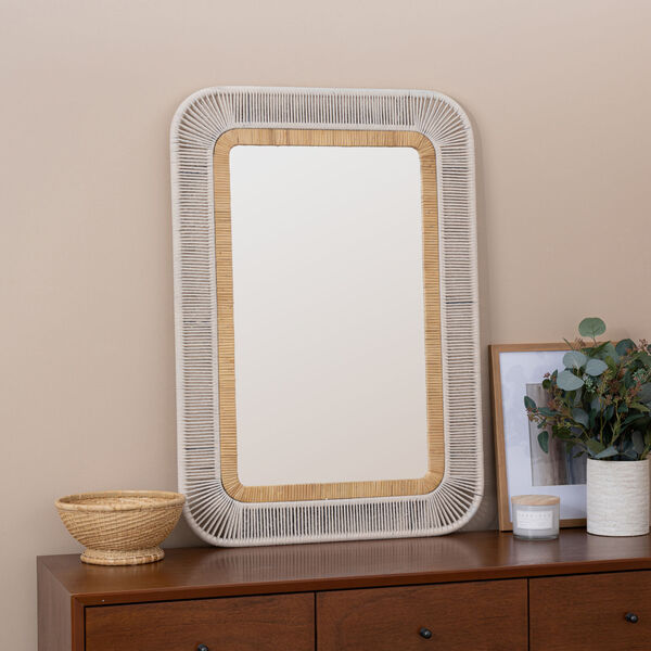 Nikole Natural and White 40 x 28-Inch Wall Mirror, image 1