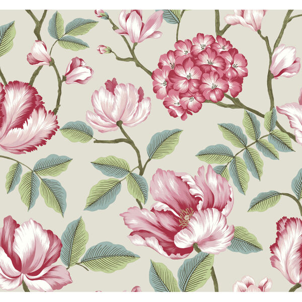 Grandmillennial Beige Morning Garden Pre Pasted Wallpaper - SAMPLE SWATCH ONLY, image 2