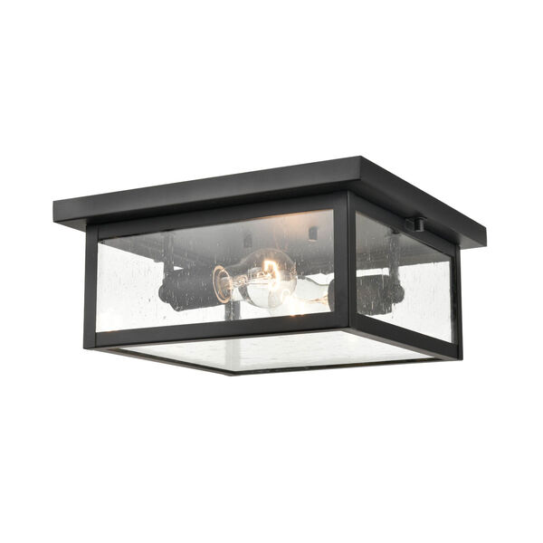Evanton Powder Coat Black Two-Light Outdoor Flush Mount with Clear Seeded Glass, image 2