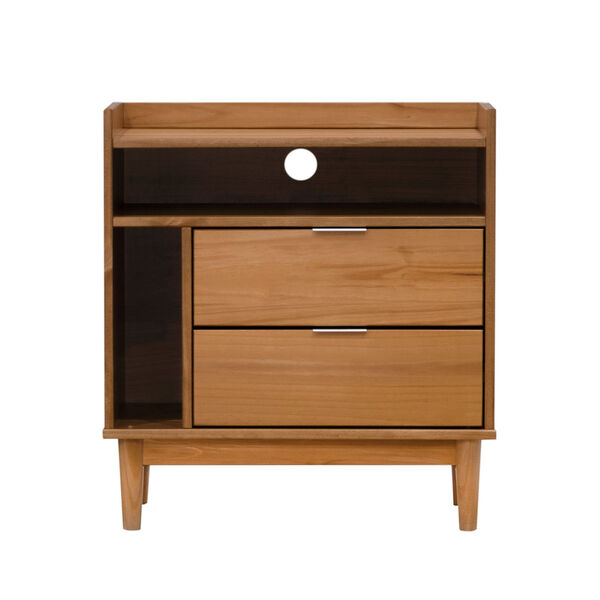 Caramel Solid Wood Two-Drawer Nightstand, image 1