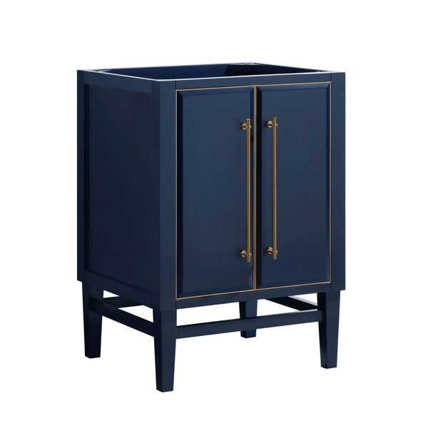 Navy Blue 24-Inch Bath vanity Cabinet with Gold Trim, image 2