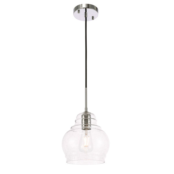 Pierce Chrome Eight-Inch One-Light Mini Pendant with Clear Seeded Glass, image 6