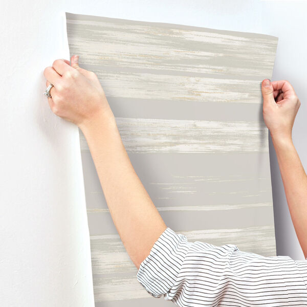 Ronald Redding 24 Karat Gray Horizontal Dry Brush Wallpaper, image 3