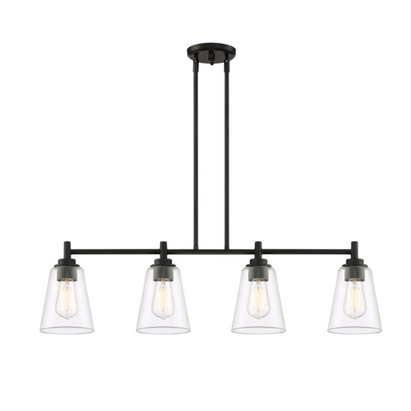 Westin Matte Black Four-Light Island Pendant with Clear Glass, image 1