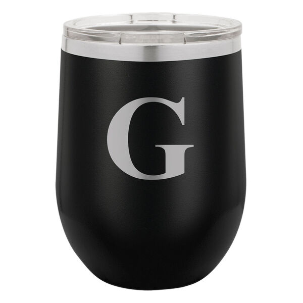Personalized Black Block Letter Insulated Stemless and Lid, image 1