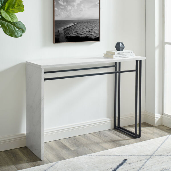 Waterfall Faux White Marble Entry Table, image 1