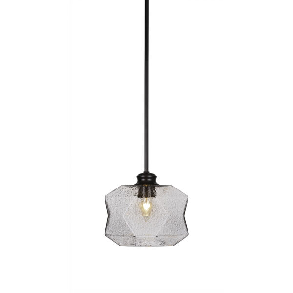 Rocklin Matte Black One-Light 8-Inch Stem Hung Mini Pendant with Smoke Glass, image 1