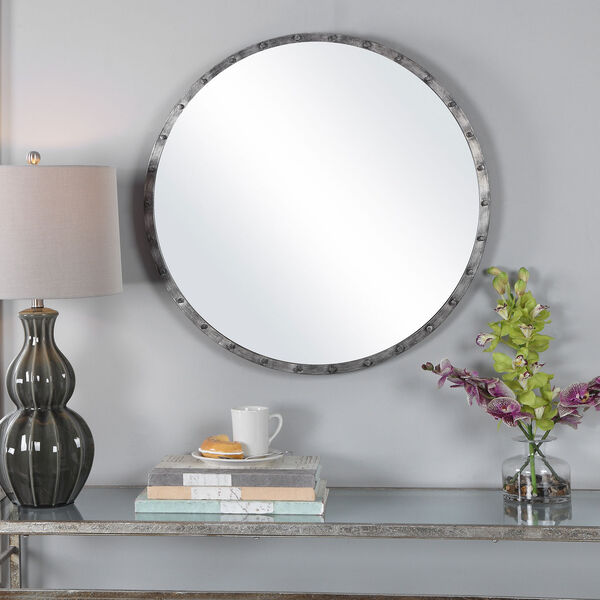 Fulton Silver Studded Wall Mirror, image 1