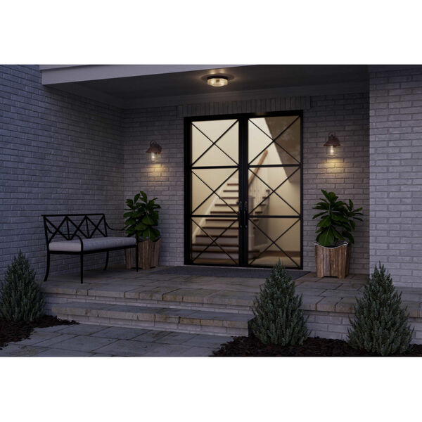 Weldon Bronze Two-Light Outdoor Flush Mount With Transparent Seeded Glass, image 2