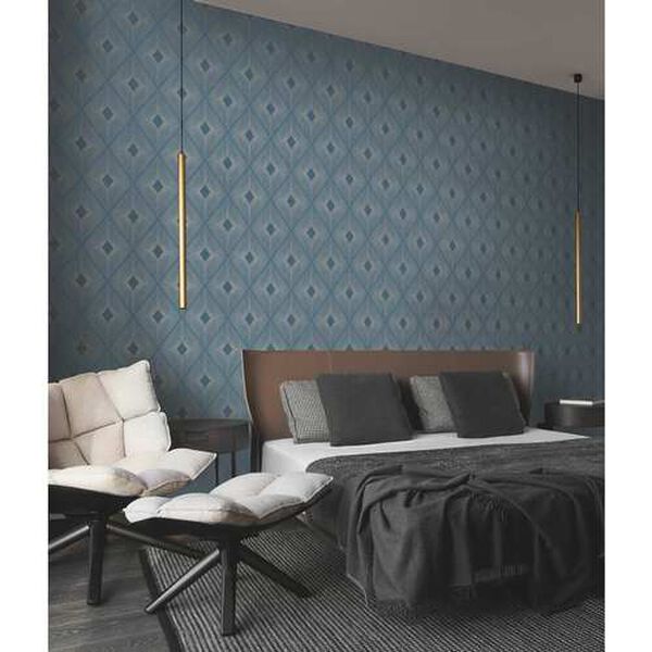 Harlowe Blue and Silver Wallpaper, image 1