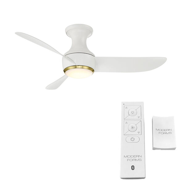 Corona Satin Brass and Matte Black 44-Inch 2700K Indoor Outdoor Smart LED Flush Mount Ceiling Fan, image 5