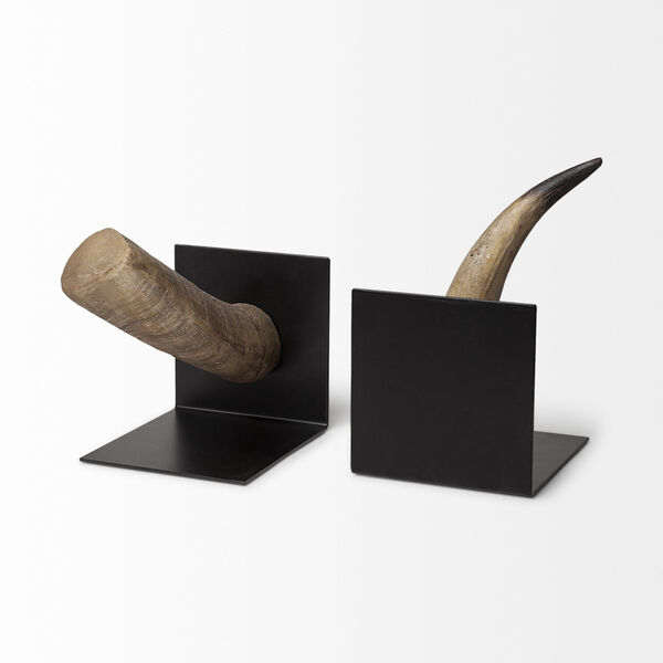 Nickerson Brown Bull Horn Bookend, Set of 2, image 4
