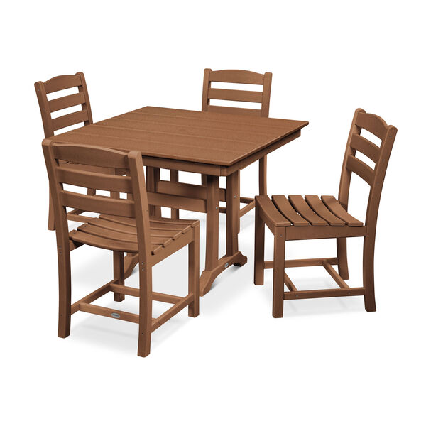 La Casa Cafe Teak Trestle Side Chair Dining Set, 5-Piece, image 1