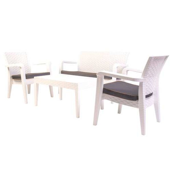 Alaska White Anthracite Four-Piece Outdoor Seating Set with Cushion, image 2