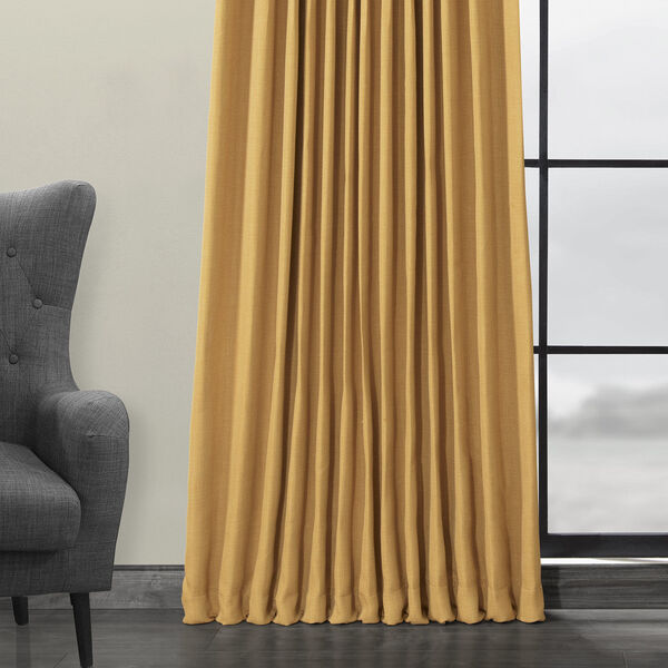 Gold Faux Linen Extra Wide Blackout Single Panel Curtain 100 x 96, image 5