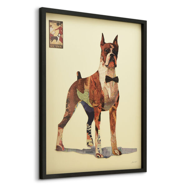 Black Framed The Boxer Dimensional Collage Graphic Glass Wall Art, image 3
